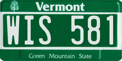VT license plate WIS581