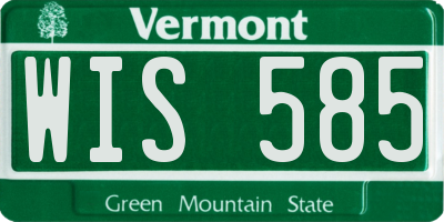 VT license plate WIS585