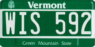 VT license plate WIS592