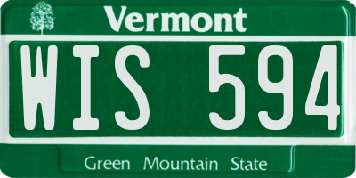VT license plate WIS594
