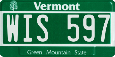 VT license plate WIS597