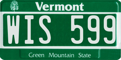 VT license plate WIS599