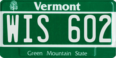 VT license plate WIS602