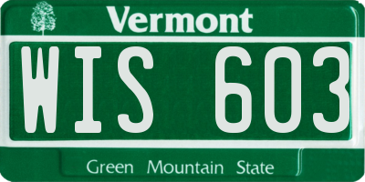 VT license plate WIS603