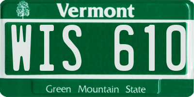 VT license plate WIS610