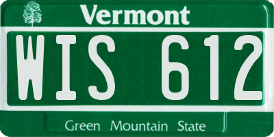 VT license plate WIS612