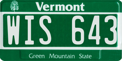 VT license plate WIS643