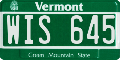 VT license plate WIS645