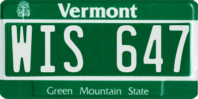 VT license plate WIS647