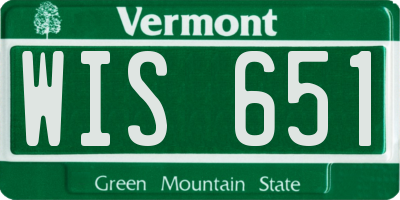 VT license plate WIS651