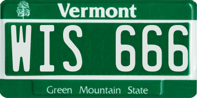 VT license plate WIS666