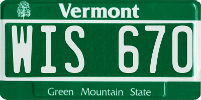 VT license plate WIS670