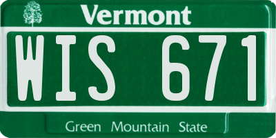 VT license plate WIS671