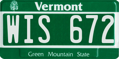 VT license plate WIS672