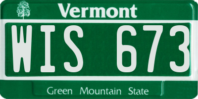 VT license plate WIS673