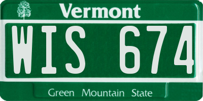 VT license plate WIS674
