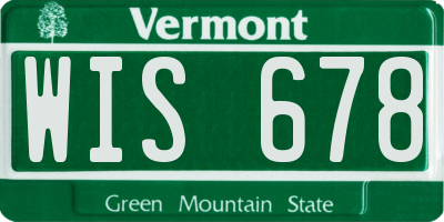 VT license plate WIS678
