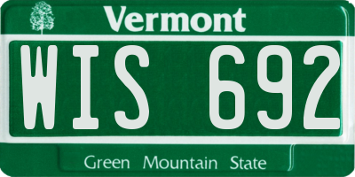 VT license plate WIS692