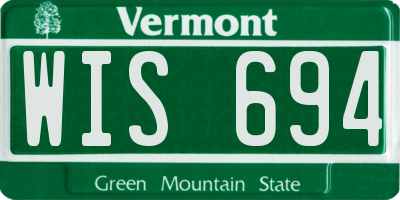 VT license plate WIS694