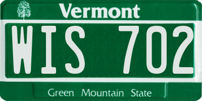 VT license plate WIS702