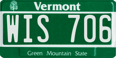 VT license plate WIS706