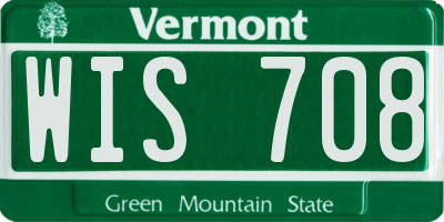 VT license plate WIS708