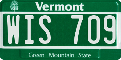 VT license plate WIS709