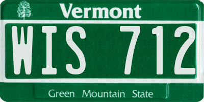 VT license plate WIS712
