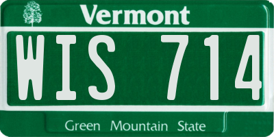 VT license plate WIS714