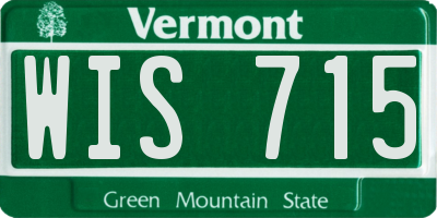 VT license plate WIS715