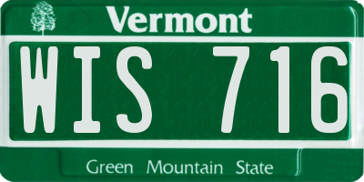 VT license plate WIS716