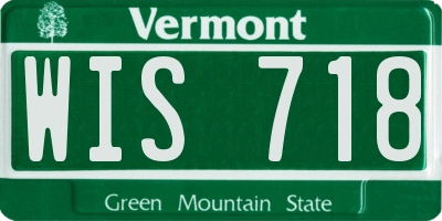 VT license plate WIS718