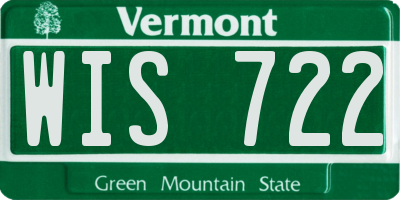 VT license plate WIS722
