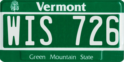VT license plate WIS726