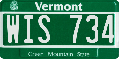 VT license plate WIS734