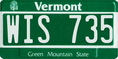 VT license plate WIS735