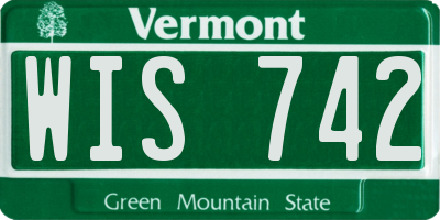 VT license plate WIS742