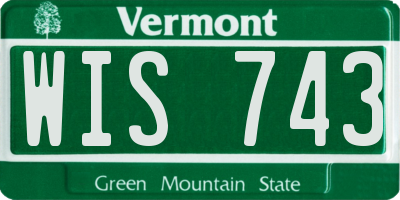 VT license plate WIS743