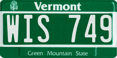 VT license plate WIS749