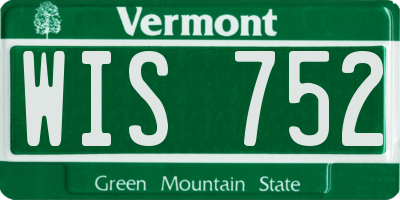 VT license plate WIS752