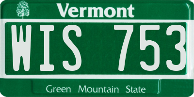 VT license plate WIS753