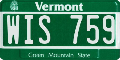 VT license plate WIS759