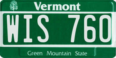 VT license plate WIS760