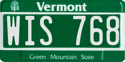 VT license plate WIS768