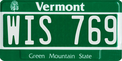 VT license plate WIS769