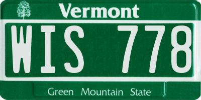 VT license plate WIS778