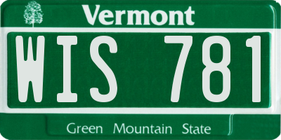 VT license plate WIS781