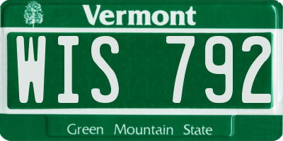 VT license plate WIS792