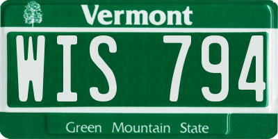 VT license plate WIS794