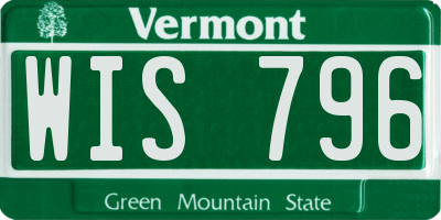 VT license plate WIS796